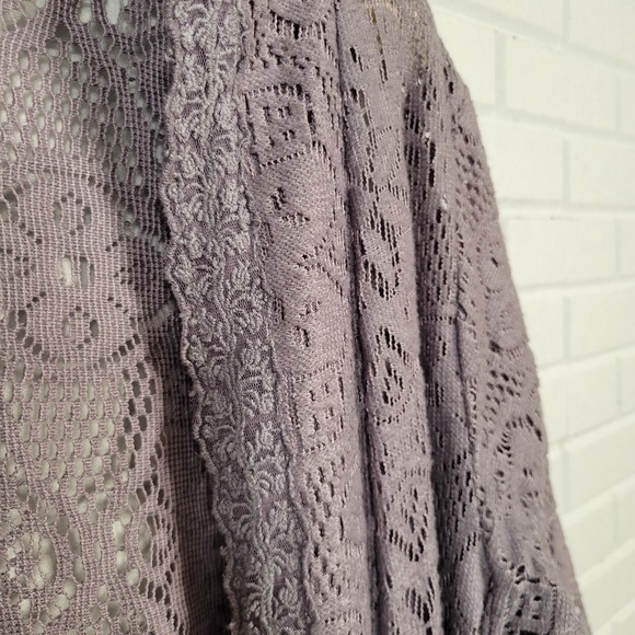 Sacred Threads sz XL Cardigan Gray Cotton Lace Open Front Cottagecore Lagenlook - Picture 7 of 10